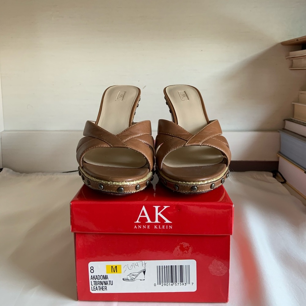 Anne Klein Wedge Leather Strap Sandal - Picture 3 of 5